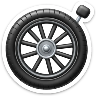 he aircraft's landing gear is one inflated, plump wheel with a strut, black in color, cartoon-style sticker