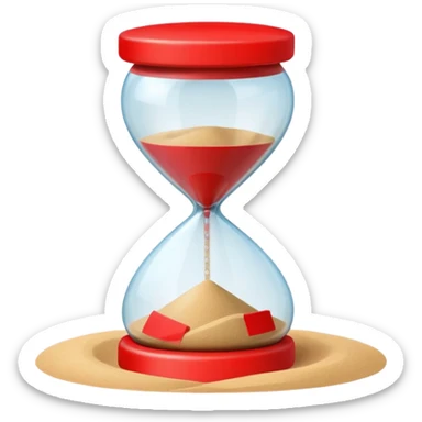 hourglass with a red stop sign sticker