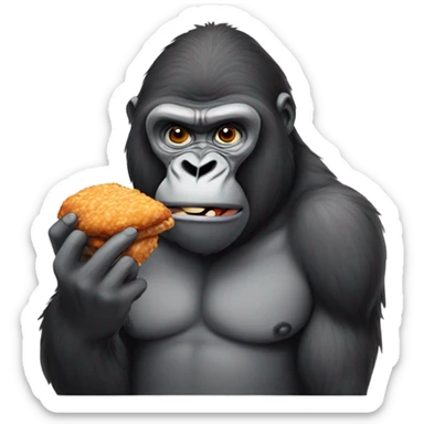Gorilla eating fried chicken sticker