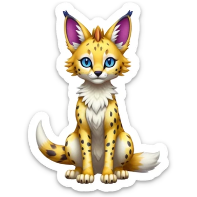 Cute Kawaii Epic Colorful Sergal-Serval-Vernid full body sticker