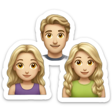 Caucasian man woman boy and two girls sticker