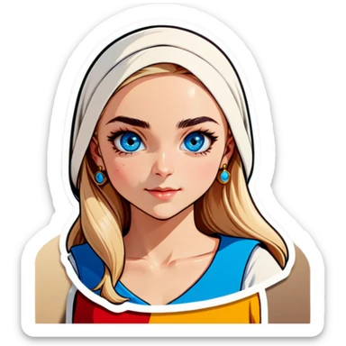 Turkish beautiful finish Konya girl blue eyes and blonde hair sticker