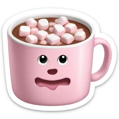 Light Pink mug of hot chocolate with marshmallows  sticker