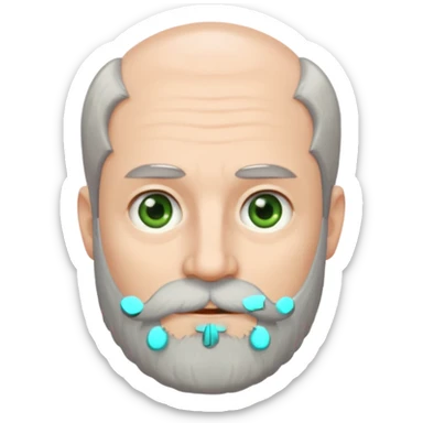 Greenish grey eyed adult man with greyish very short poor hair and a extremely long beard. Pale skin. sticker