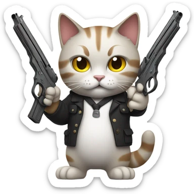 Cat with guns sticker