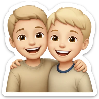 two children laughing together, happy and friendly sticker