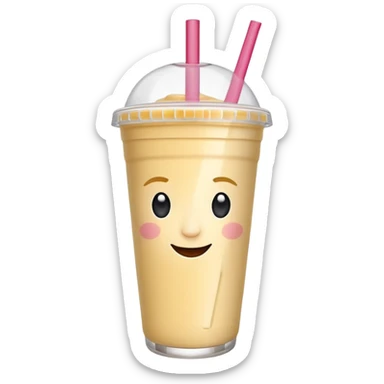 un vector de vaso de batido animado, de caricatura, con tapa y pitillo, que tenga brazos y piernas, cara tierna y que inspire confianza y amabilidad sticker