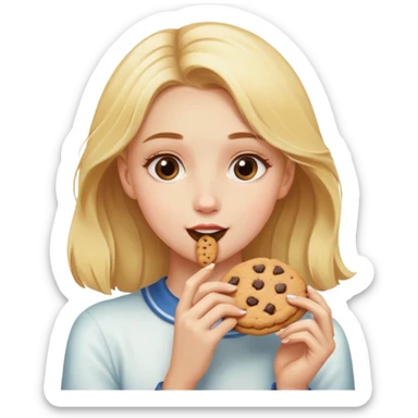 Blonde girl eating Cookies sticker