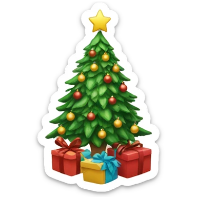 a christmas tree opening gifts  sticker