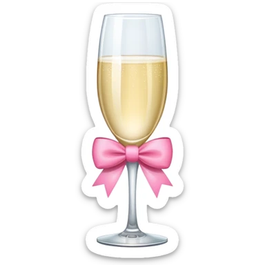 Champagne glass with pink bow  sticker