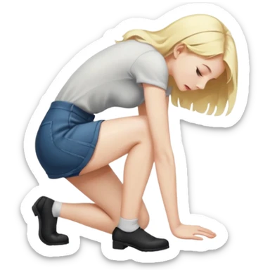Naked blonde girl bending over  sticker