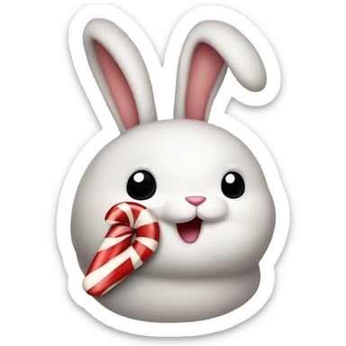 bunny rabbit holding the ok sign and brandishing a crimson and cream candy cane  sticker