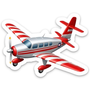 A small propeller plane with a bright painted nose and sturdy landing gear flying low and fast.
 sticker