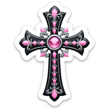black pink goth cross , no woman sticker