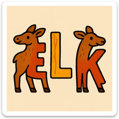 Remove all antlers and recolor the letters to a bold red. Maintain the playful, creative style of the original image. sticker