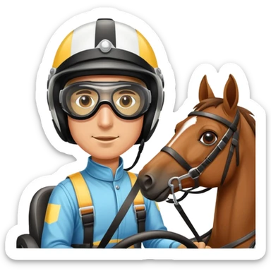 driver steering a harness racing horse sticker