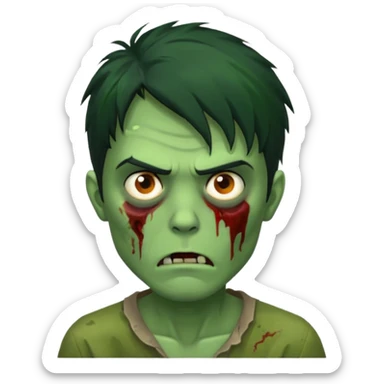 crie um emoji de zumbi homen de cabelo preto grande de emo bagunçado assim🧟 sticker