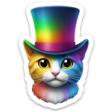 rainbow cat with a top hat sticker