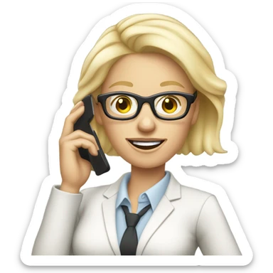 Blonde pale businesswoman wearing glasses talking on her cell phone sticker