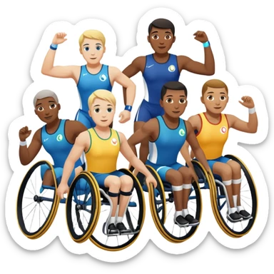 paralympic games with disable athletes with the olympic rings sticker