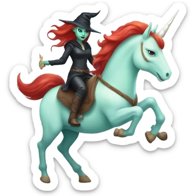 [politically incorrect, shield(
	{ female, alien, witch, color: light green, hair:red, eyes:cat} ]
	on a 
	[{ unicorn: white, legged:four, mane: light blue }]) sticker