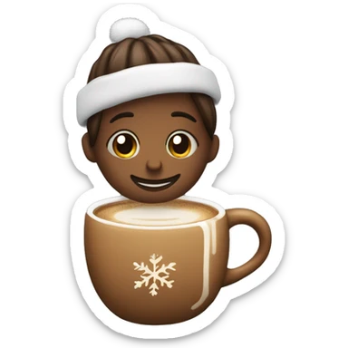 Coffee, comfort, warmth, cocoa, snow, winter, new year, warm clothes, New Year toys sticker