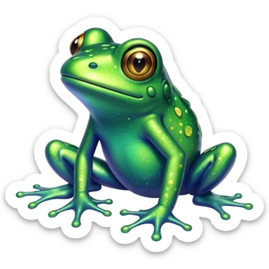Glitter Green Frog cute sticker