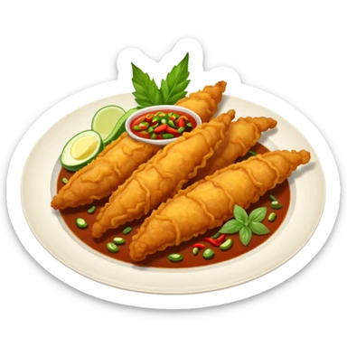 indonesian fried food with chili on a plate sticker
