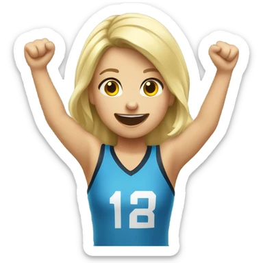 Blond girl cheering at game  sticker