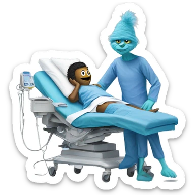 blue grinch getting knee surgery sticker