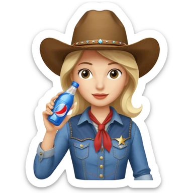 cowgirl tipping hat with Pepsi bottle sticker