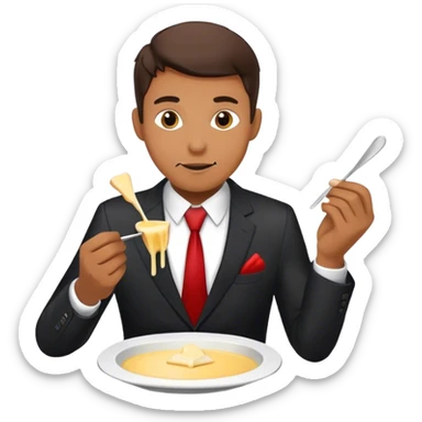 Man in suit eating Fondue sticker