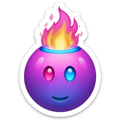 purple pink blue ball with purple fire sticker