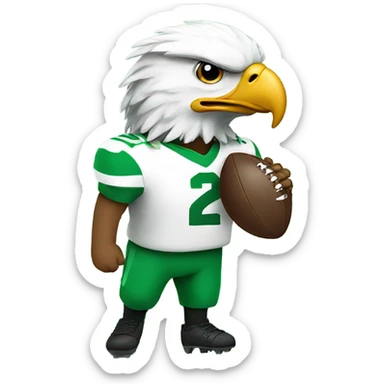 Eagle playing football in Kelly green uniform sticker