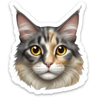Maine coon dilute Calico half face colored  sticker