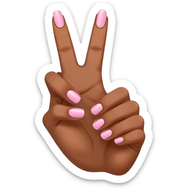 Medium brown skin hand thumbs up with light pink painted fingernail polish  sticker