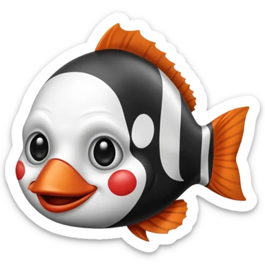 Poisson clown noir et blanc sticker