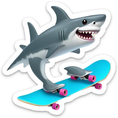 Shark riding a skateboard  sticker