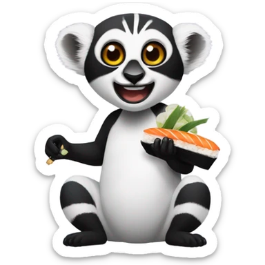 a lemur eating sushi sticker