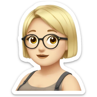 Chubby anime girl with glasses and short blonde hair sticker