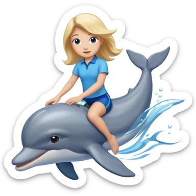 Claire riding a dolphin  sticker