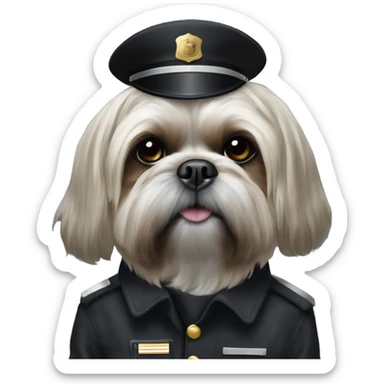All black shih tzu in security uniform sticker