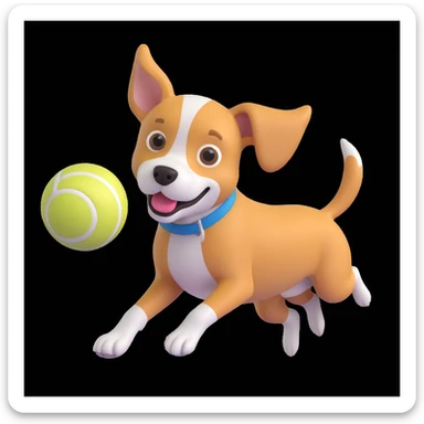dog chasing ball in forrest, close up pose sticker