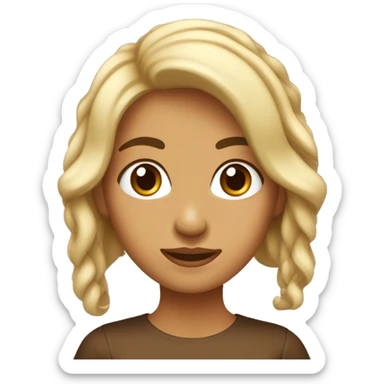 Chica de pelo castaño y ondulado con ojos marrón claro  sticker
