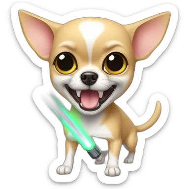 chihuahua fighting with lightsabber sticker