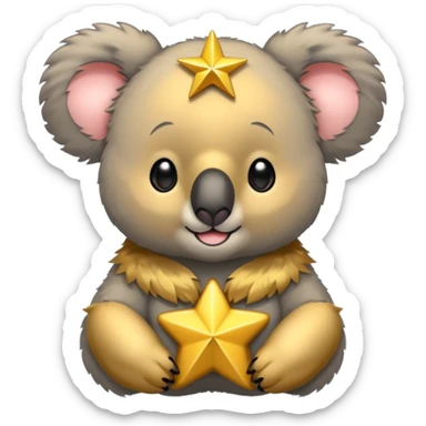 Koala with gold star sticker on chest  sticker