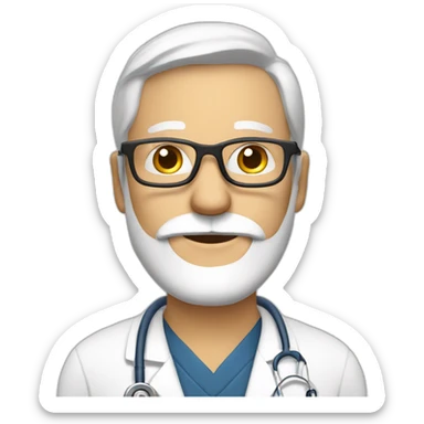mature man with white beard, doctor, shicky reading glasses sticker