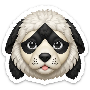 black and white cockapoo - give him a white chest, black ears and black fur covering his eyes, but then a white snout and an upside down white triangle-shaped patch of fur on his forehead sticker