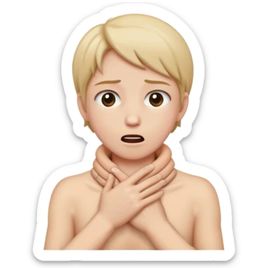 hands around neck choking self sticker