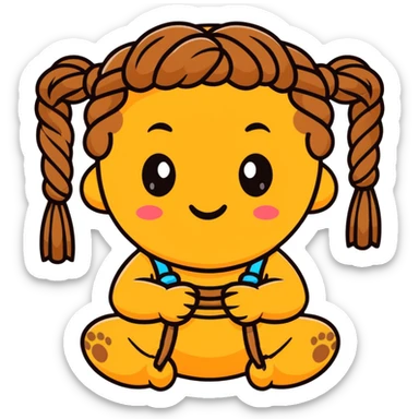 poo emoji with braids sticker